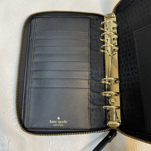 Kate Spade Black Leather 6 Ring Personal Organizer Planner - Picture 11 of 16